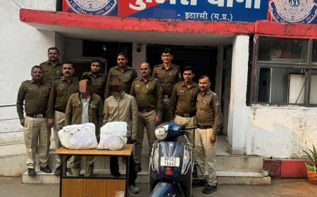 Narmadapuram: इटारसी पुलिस की बड़ी कार्रवाई, दो आरोपी गिरफ्तार, 8 किलो 276 ग्राम अवैध गांजा और स्कूटी सहित ₹2.50 लाख का मशरुका जब्त